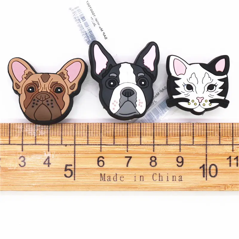 Novely Single Sale Animals Style Shoe Charms Accessories Cute Bulldog Cat Garden Shoe Decoration for croc jibz Kid's X-mas Gifts