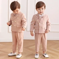 toddler formal boys double breasted suit children gentleman fashion blazer pants outfits kids party birthday wedding dress sets