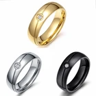 Модные обручальные кольца для женщин и мужчин, ювелирные изделия, подарок на день рождения, зубец, камень CZ, черный, серебряный цвет, золотой цвет, 6 мм, 2020