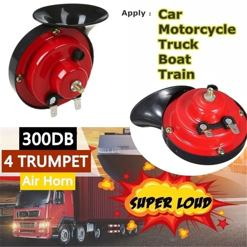 

Car Accessories Car Accessories 12V 300dB 4 Trumpet Super Loud Air Horn Compressor with Mounting Kits Car