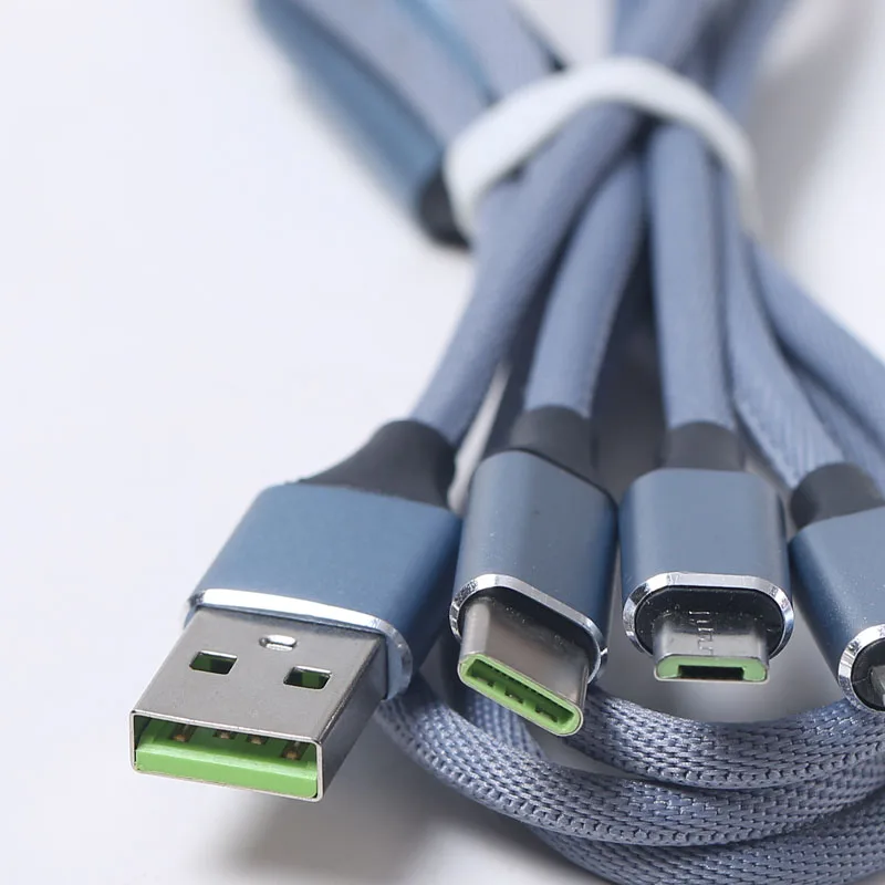 Новый плетеный тканевый зарядный кабель три в одном для цифровых кабелей Micro USB/Type