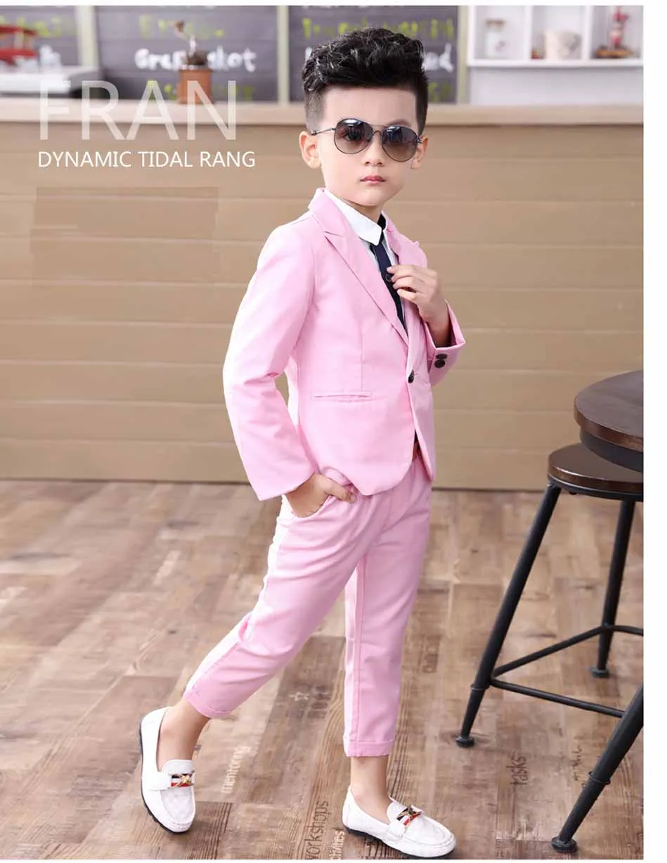 Официальный костюм для мальчиков пиджак одежда Детский брюки из двух частей