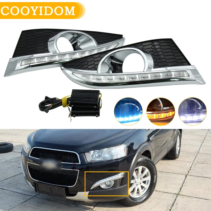 

LED Car 12V DRL Daytime Running Lights with fog lamp hole For Chevrolet Captiva 2011 2012 2013 2014 2015 Turn Signal Relay