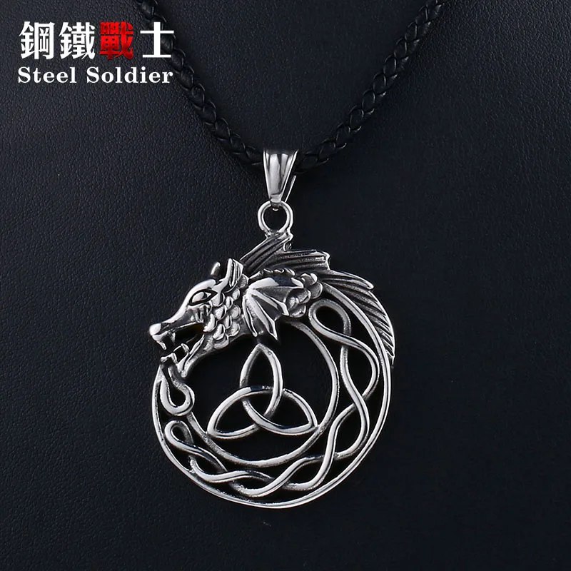 Кулон из нержавеющей стали 316L в виде солдата голова дракона|Ожерелья с подвеской|