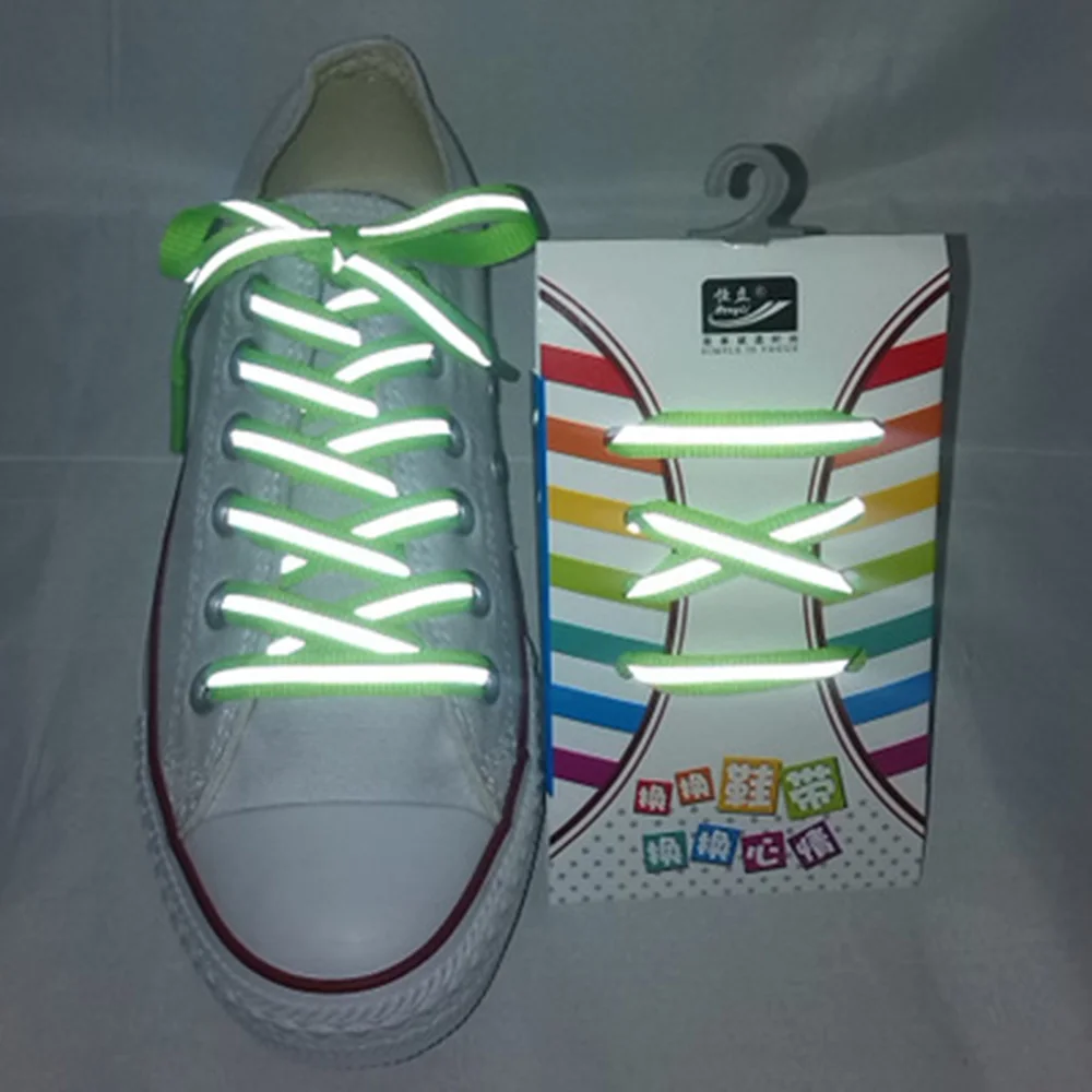 

1 пара 120 см плоские отражающие ботинок бегуна шнурки Безопасность светящиеся шнурки для обуви унисекс для занятий спортом Баскетбол паруси...