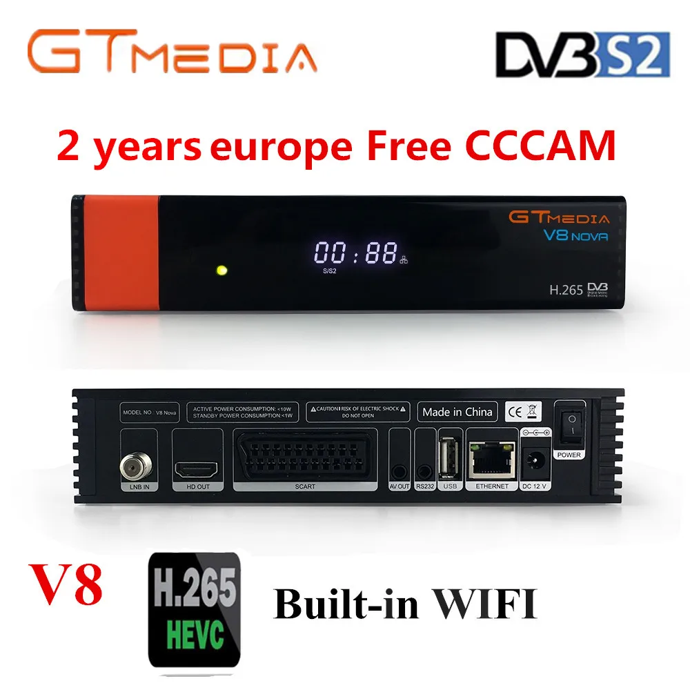 GT медиа V8 Nova DVB-S2 Freesat спутниковый ресивер V8 Супер новая версия H.265 wifi+ 1 год Европа Испания PT DE PO CCcam ТВ Декодер