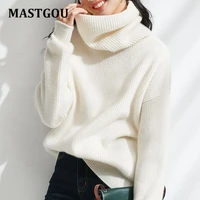 mastgou basic turtleneck women sweaters oversized cashmere pullover sweater korean fashion knitted ribbed jumper top long sleeve