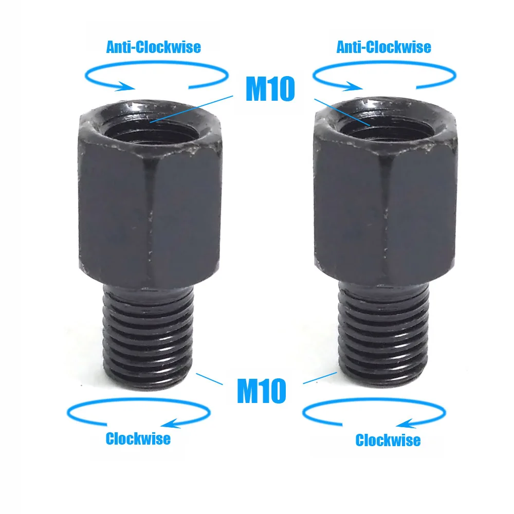 M10M10 (LR and LR) Черные мотоциклетные зеркальные адаптеры M10 10 мм M8 8 мм зеркала заднего вида конверсионные Болты по часовой стрелке против часов правая левая резьба - Цвет: M10M10 (LR and LR)