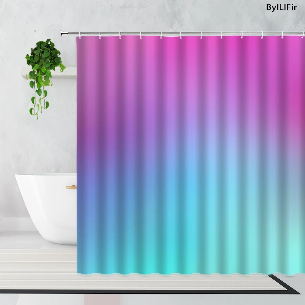 Розовая синяя градиентная занавеска для душа современный дизайн однотонная