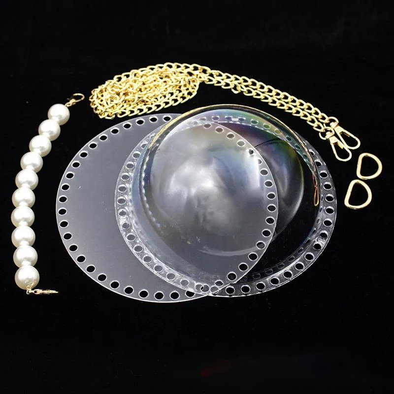 1 Set DIY Woven Cloth Braided Bag Transparent Diagonal Manual DIY Bag Accessories Chain Acrylic Material Bag Crochet Parts
