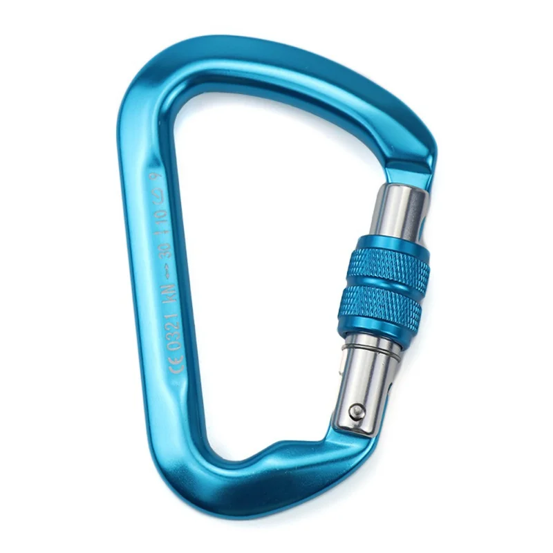 

Mountaineering Rock Climbing Carabiner 30KN D Shaped Safety Master Screw Lock Buckle Climbing Equipement Spring Clip Keychain Q