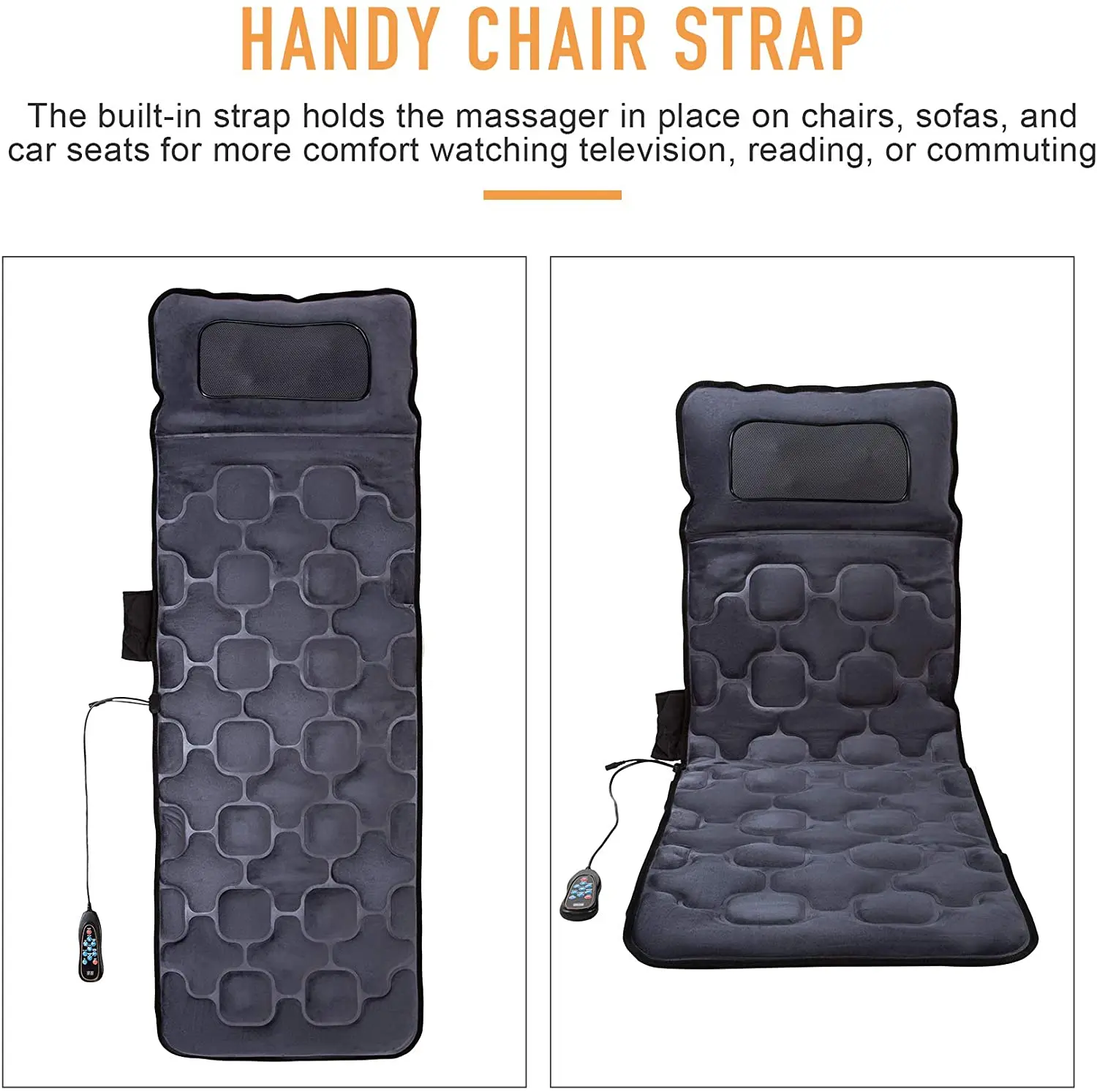 

YUKUI Massage Mat with Heating Pads & Shiatsu Neck Massager 9 Speed Full Body Massage Chair Cushion for Leg Back Pain Relief