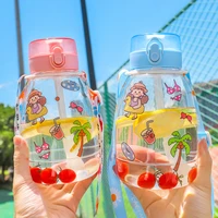 girls with straw plastic cups water bottle portable outdoor sports botella de agua cute child big garrafa cartoons bottle