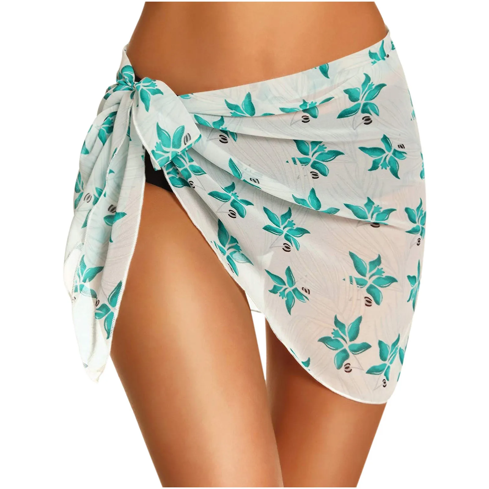 

Maillot De Bain Femme Women Short Sarongs Beach Wrap Sheer Bikini Wraps Chiffon Cover Ups for Swimwear 2021