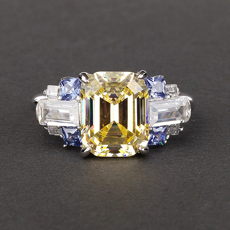 Женское кольцо из серебра 100% пробы с муассанитом и Рубином|Кольца| |