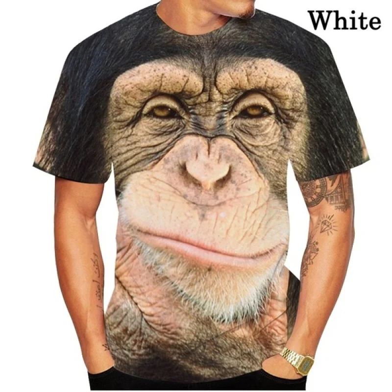 Men Funny Orangutan/monkey 3D Print T-shirt Funny Tees Tops Short Sleeve O-neck 3D Print Summer Clothes XS-5XL