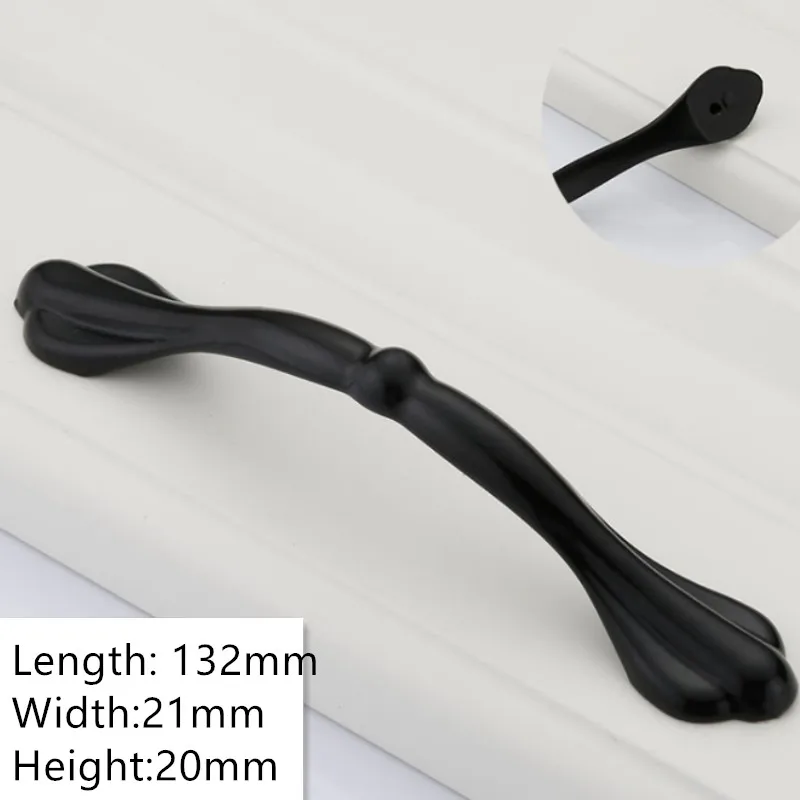 

Aluminum Alloy Black Cabinet Handles American Style Solid Furniture Handle Hardware