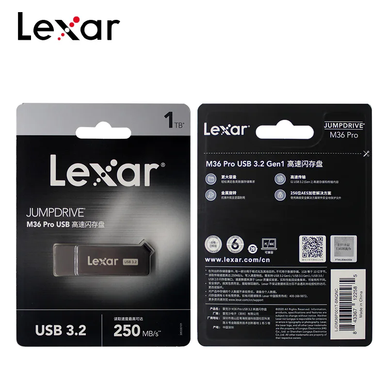 Оригинальный флэш-накопитель Lexar M36 Pro USB 3 2 Gen1 1 ТБ 512 ГБ высокая скорость 250 МБ/с.