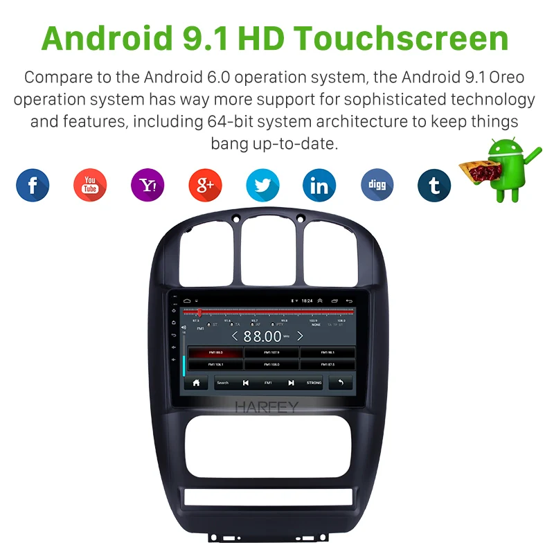 Автомагнитола Harfey 10 1 дюйма GPS Android 9 для Chrysler Pacifica 2006-2012 с HD сенсорным экраном