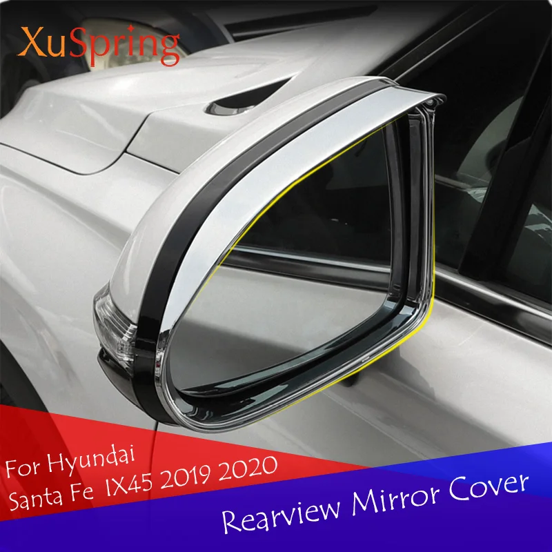

Car Rearview Mirror Cover Trim Rain Eyebrow Sticker Garnish Protective 2Pcs/Set For Hyundai Santa Fe IX45 2019 2020