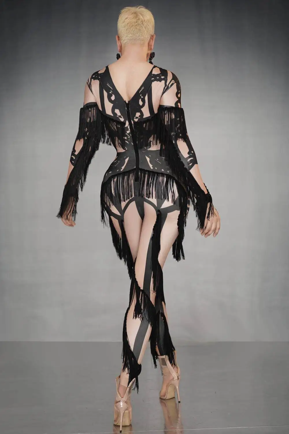 

White Tassel Jumpsuit for Women Nightclub Stage Wear Playsuit Dancer Clothes Female Singer Prom Show Leggings Showgirl Outfits