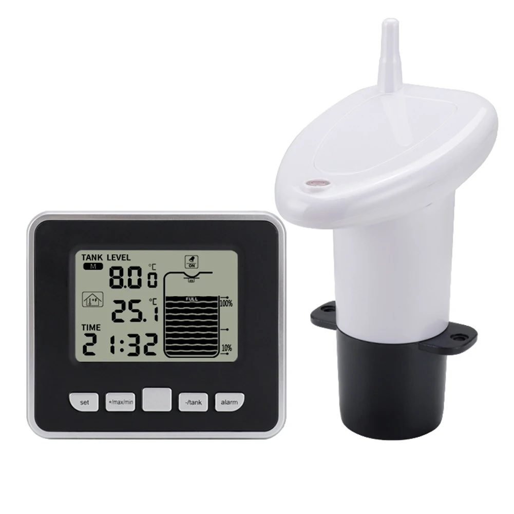 

Ultrasonic Water Tank Level Meter Temperature Sensor Time Alarm Transmitter Measuring Tools Transmitter Receiver Measuring Tools