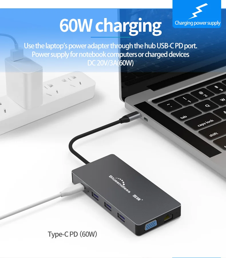 9 в 1 type C USB C док-станция для ноутбука USB 3,0 HDMI RJ45 Gigabit PD Fealushon для MacBook samsung type C док-станция usb-хаб