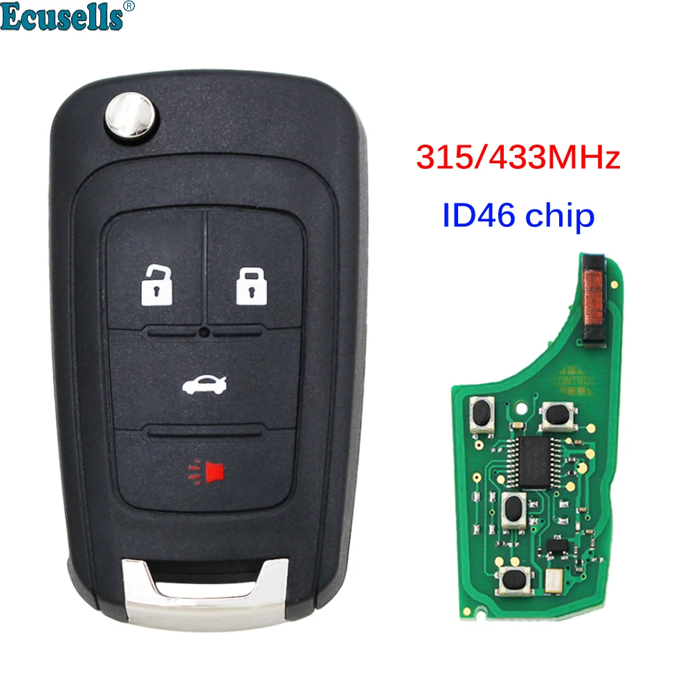 3 + 1/4 кнопочный дистанционный ключ 315 МГц 433 с чипом ID46 для Chevrolet Impala Cruze Malibu HU100