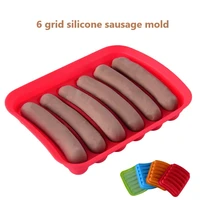 6 grid silicone sausage mold with lid ham box hot dog mould baking