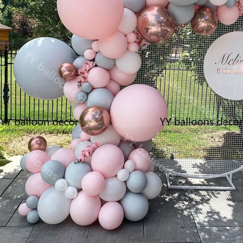 Воздушный шар Global Macaron Arch 1 розовый серый розовое золото воздушный &quotКонфетти&quot