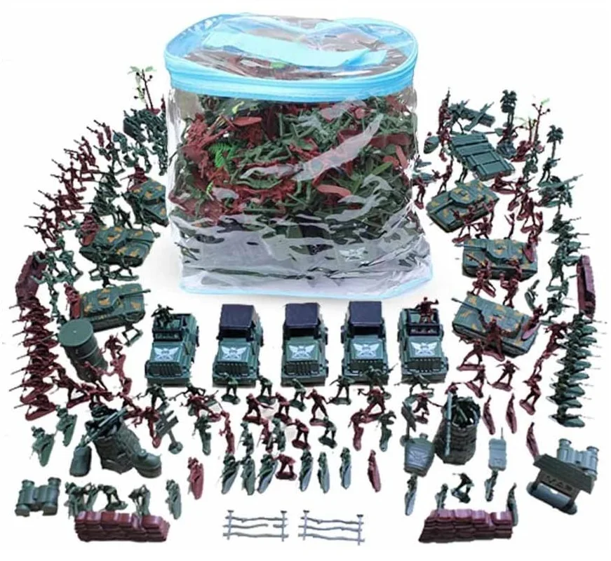 Bucket 307 pieces / component plastic civil war men's toy soldiers combined action Figurine storage room template handbag | Игрушки и