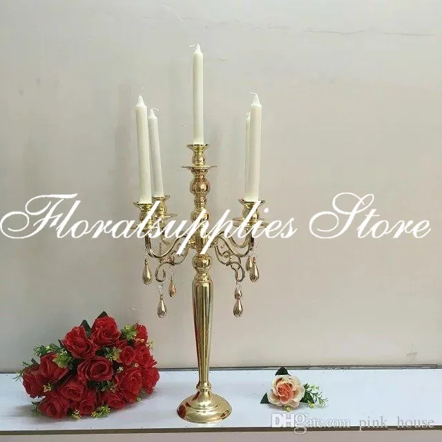 

Antique Retro Gold Candlesticks 60cm Tall Gold/Silver Wedding Candelabra Vintage Metal Romantic Dinner 5-arms Candle Holders