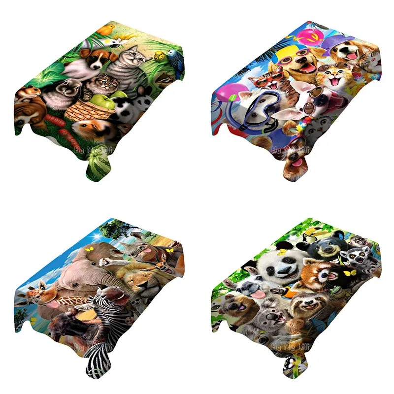 Прямоугольная скатерть для плявечерние вечеринок с милыми дикими животными
