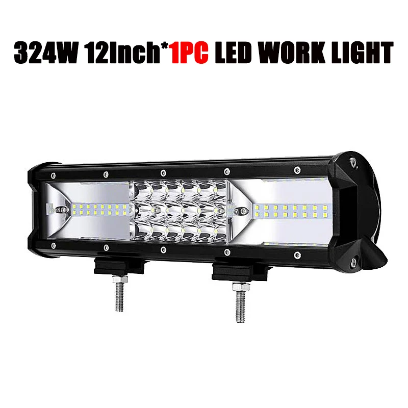 1PC 324W 12Inch Светодиодный светильник бар 324 Вт 12 дюймов рабочий светильник 12V 24V комбинированная световая панель автомобиля для бездорожья LED дальнего света светильник для 4x4 грузовых внедорожных транспортных средств прицепы - Цвет: 1PC 324W 12Inch