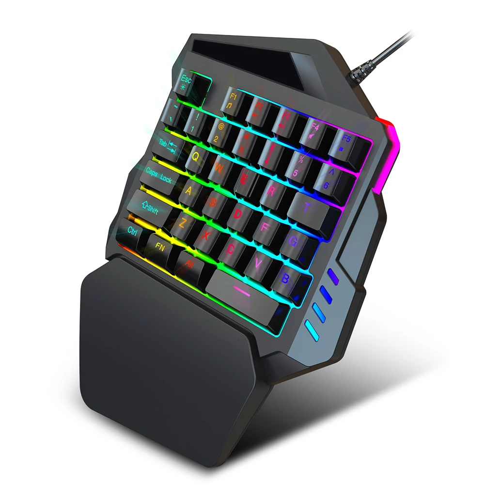 

Mini Gaming Keyboard USB Wired Backlitght One-Handed Game Keyboard Mini Portable Mobile Phone Computer Gaming Keyboard For PUBG