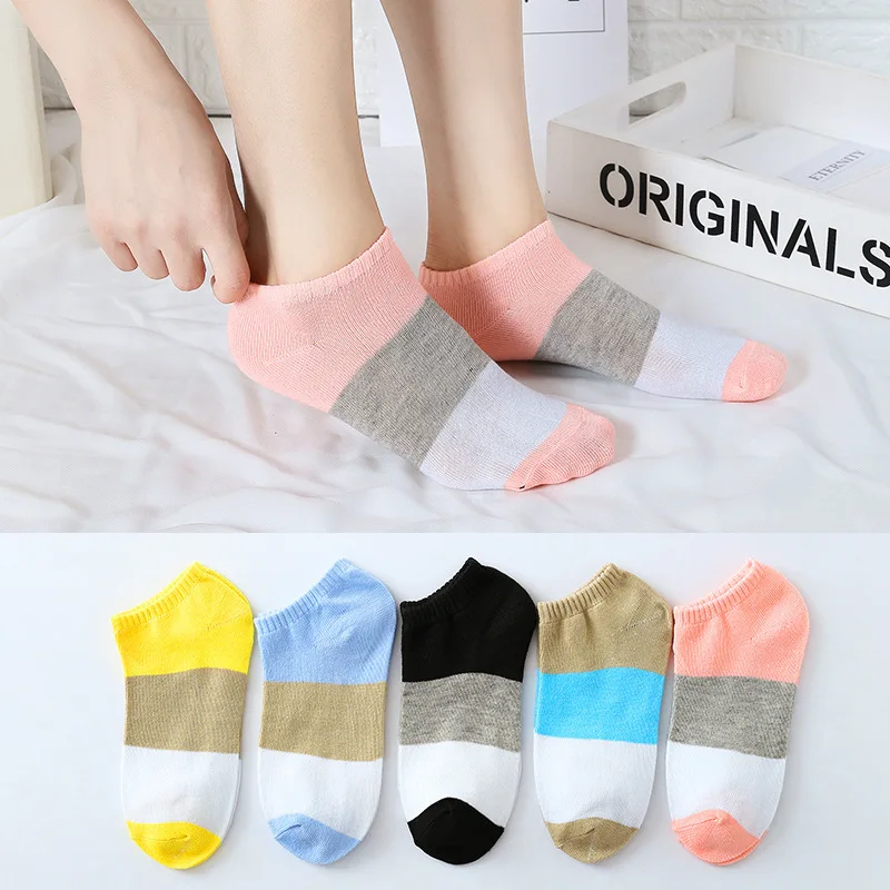 

Clearance Sale 5 Pairs/Lot Candy Colors Women's Socks Summer Invisible Low Cut Boat Socks Casual Non-slip No Show Socks Slippers
