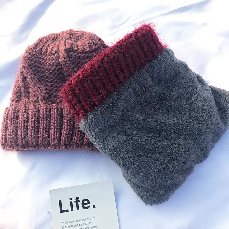Зимние шапки для женщин вязаная шерстяная шапка мужчин повседневная унисекс