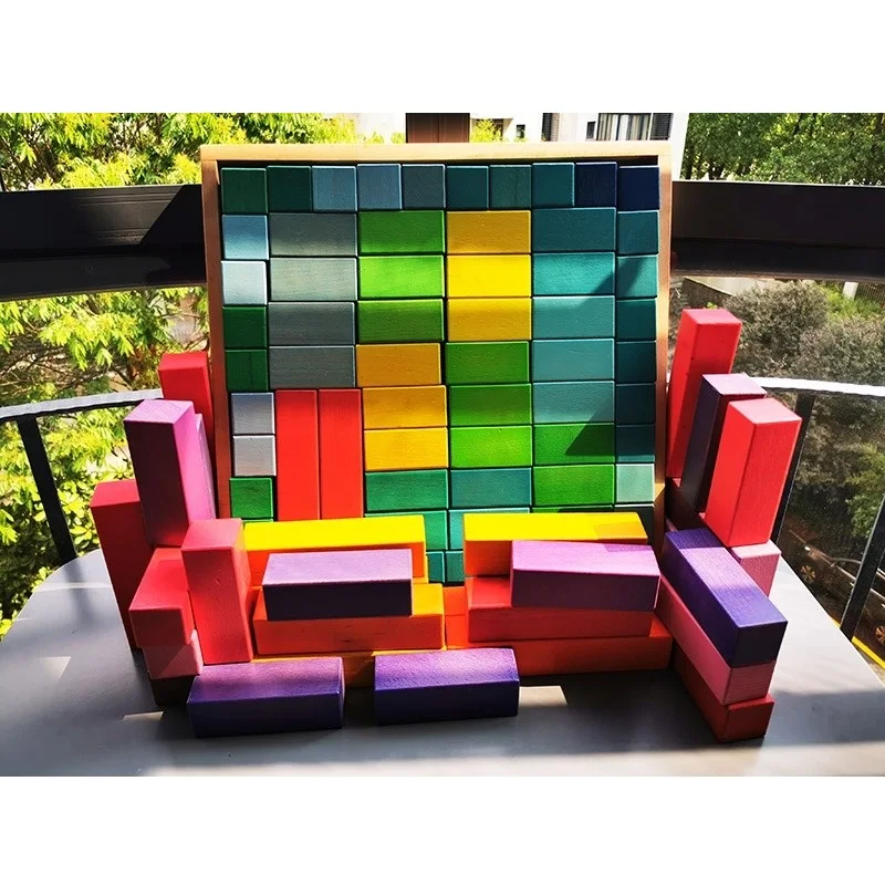 100 шт. детский Деревянный конструктор Радужная Пирамида | Игрушки и хобби