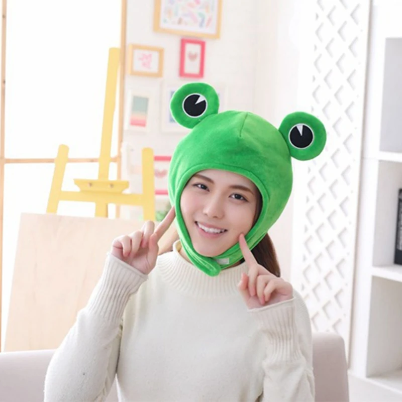

Novelty Funny Big Frog Eyes Cute Cartoon Plush Hat Toy Green Full Headgear Cap Cosplay Costume Party Dress Up Photo Prop Hats