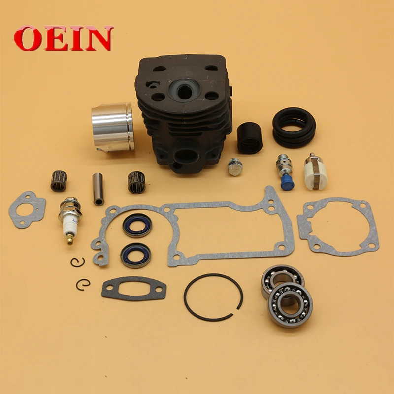 

46MM NIKASIL Cylinder Piston Crank Bearing Gasket Kit For HUSQVARNA 51 55 55 Rancher Chainsaw Parts with Decompression Valve