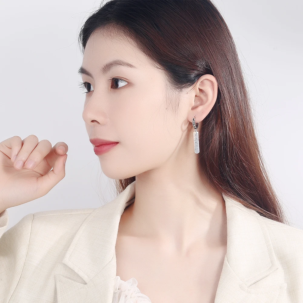 Женские асимметричные серьги кольца ANENJERY квадратные из стерлингового серебра 925