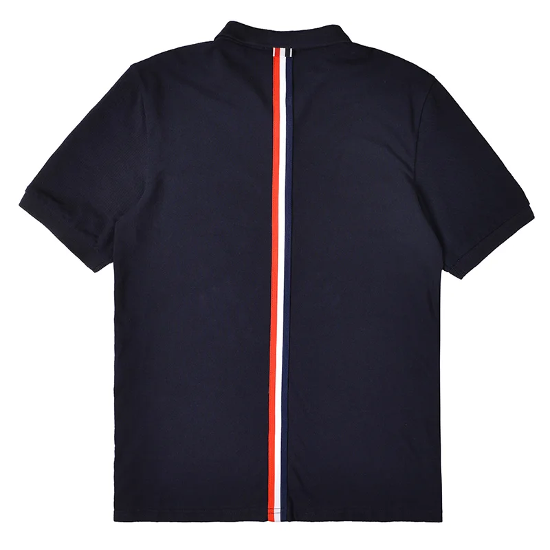 

2021 Fashion TB THOM Brand T-Shirt Men Women Couple Short Casual Clothing Slim Summer Turn-down Collar Cotton Striped T Shirts