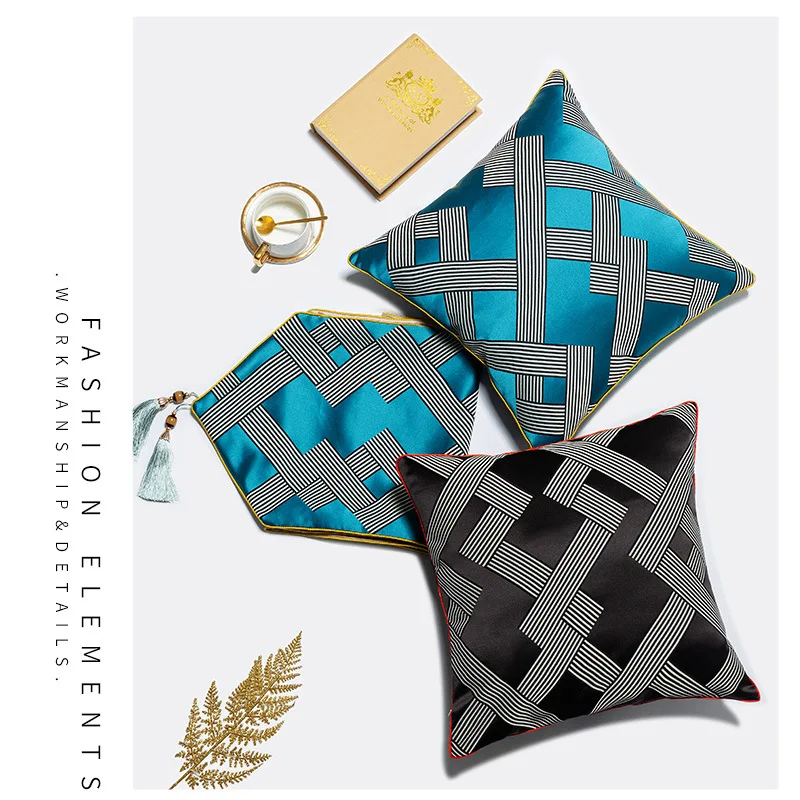 

45x45/50x30cm morden jacaqurd lines pattern cushion cover pillowcase sofa decorative throw pillow cover backrest