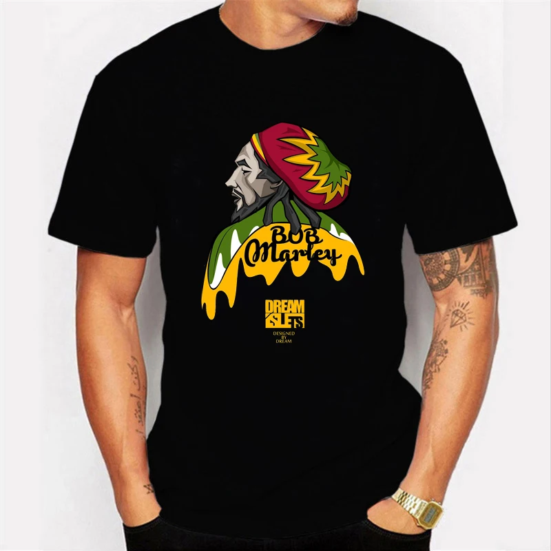 Мужская футболка с коротким рукавом Bob Marley модная повседневная рисунком