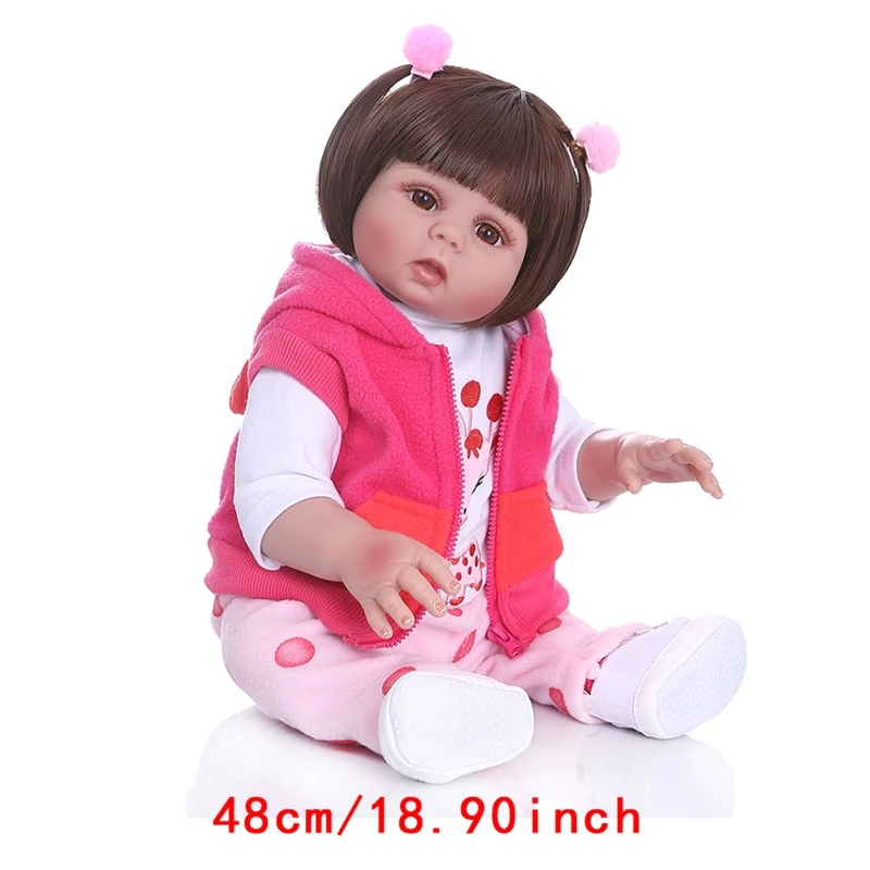 

P15C 48cm Realistic Doll Full Silicone Vinyl Newborn Babies Toy Girl Princess Clothes