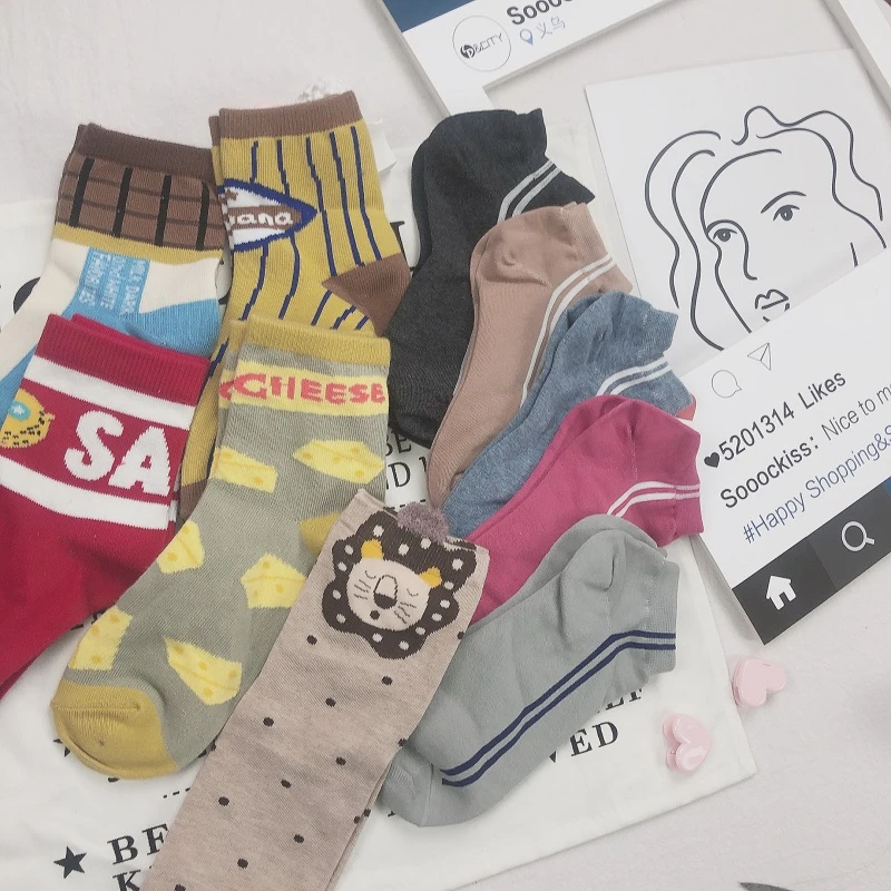 Женские повседневные носки в стиле Харадзюку удобные хлопковые полоску для