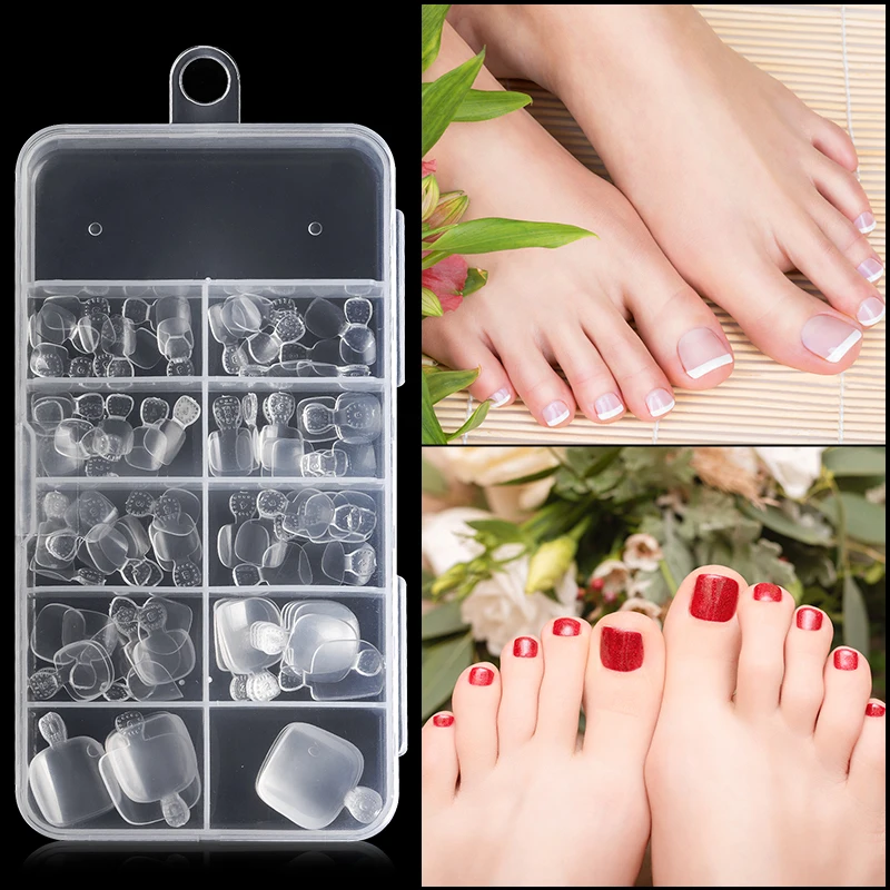 

100Pcs Toe Nails Clear Acrylic Manicure False Nail Tips For Toes Natural Artificial Nail Tips Tool For Nails Salon Supply