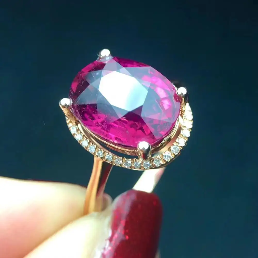 Женское кольцо с натуральным турмалином из 18 каратного золота 4 5 карата|Кольца| |