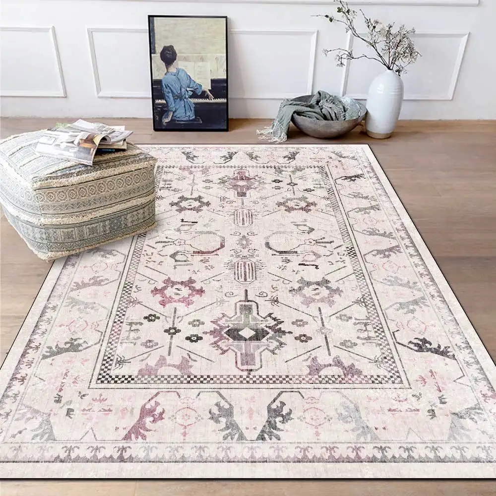 

Retro Carpet For Bedroom Custom Modern Living Room Area Rugs Decorative Home Floor Mats Bedside Anti Slip Foot Pads