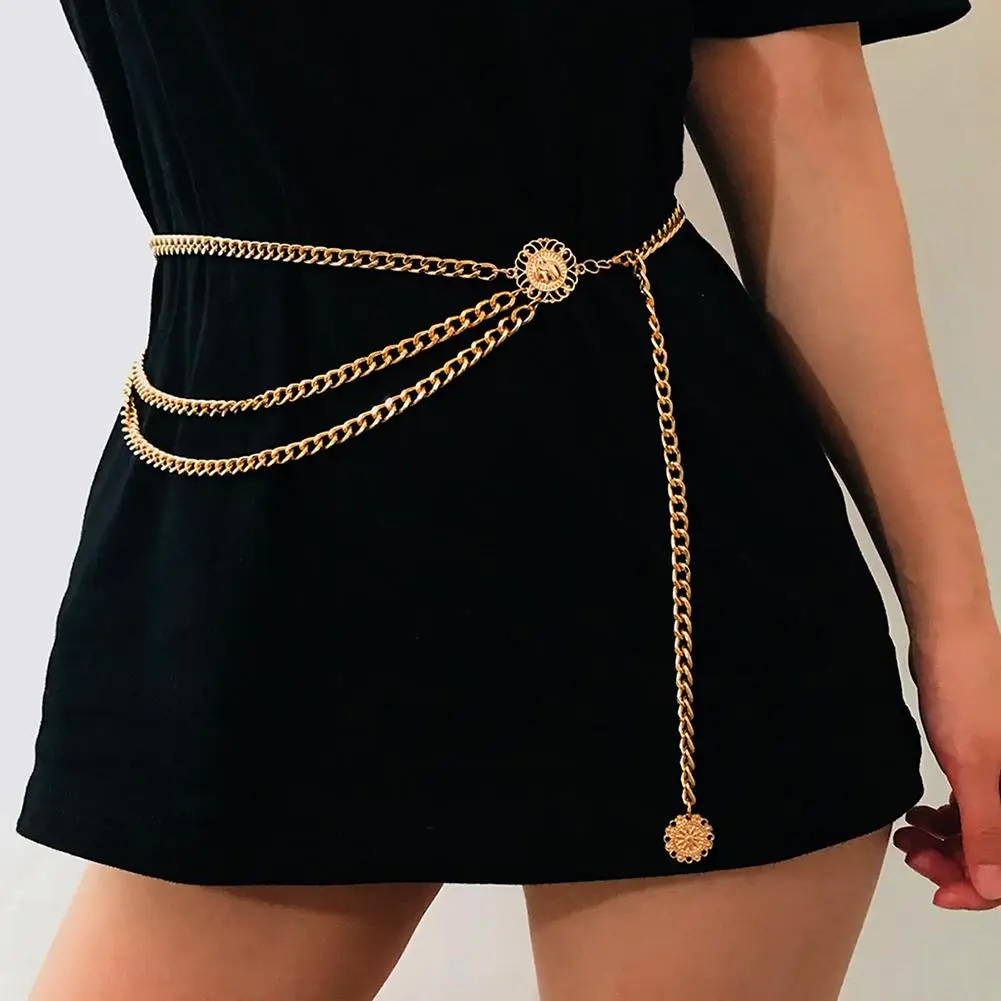 

Retro Women Multilayer Pendant Belly Waist Chain Adjustable Waistband Jewelry For Dress Adjustable Multi-layer Clothes Accessory